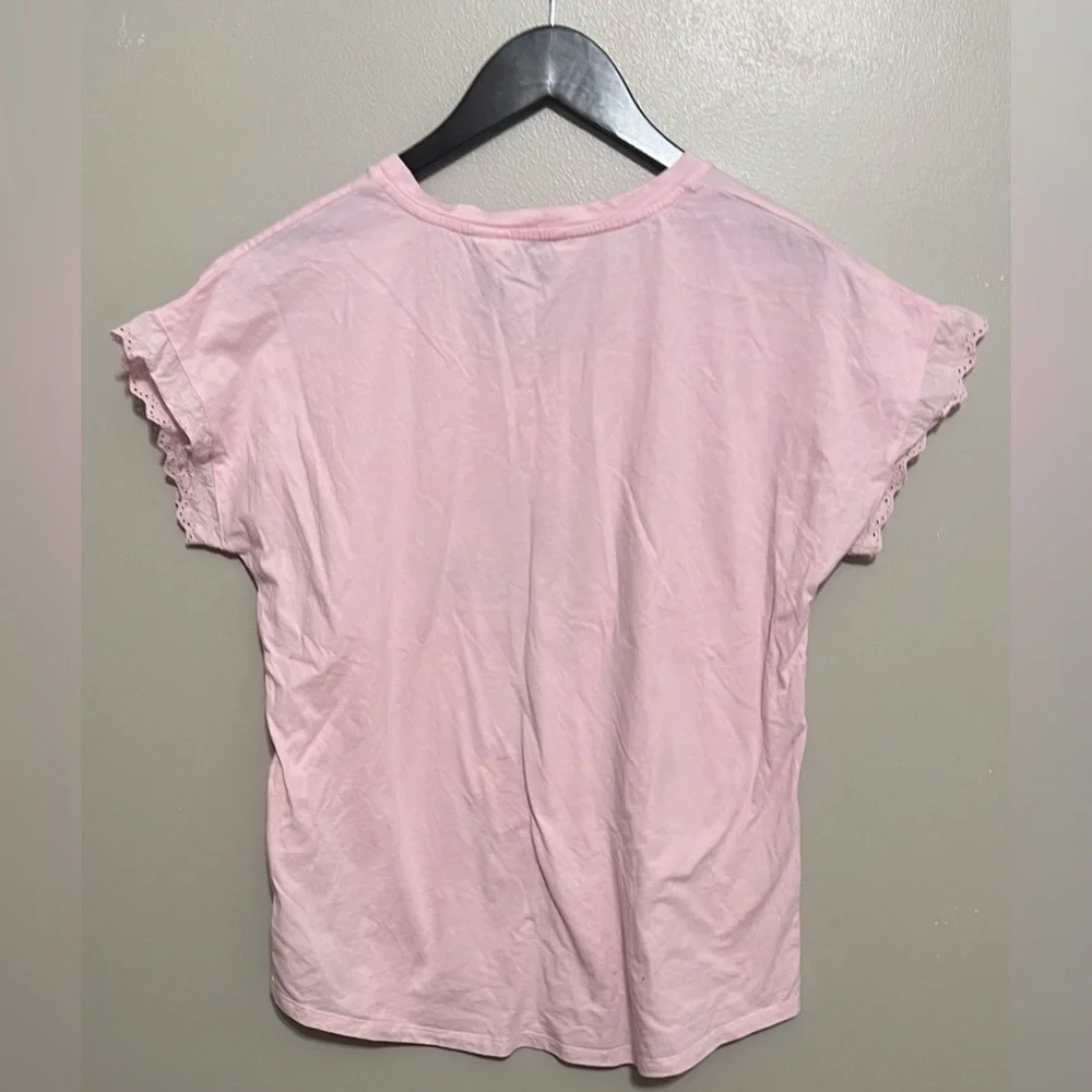 Peter Alexander “J’adore Paris” Eiffel Tower short sleeve eyelet ruffle sleeve M